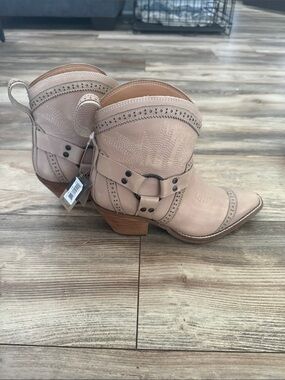 dingo Blush Beige Western Harness Ankle Boots